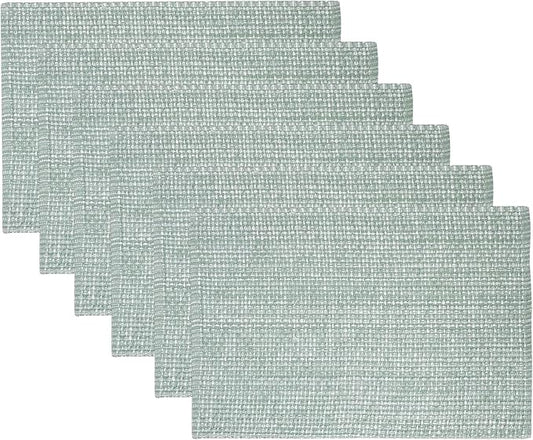 Sweet Home Collection 100% Cotton Placemats for Dining Room Rectangle Two Tone Woven Fabric 13" x 19" Soft Durable Table Mat Set, Set of 6, Pale Green