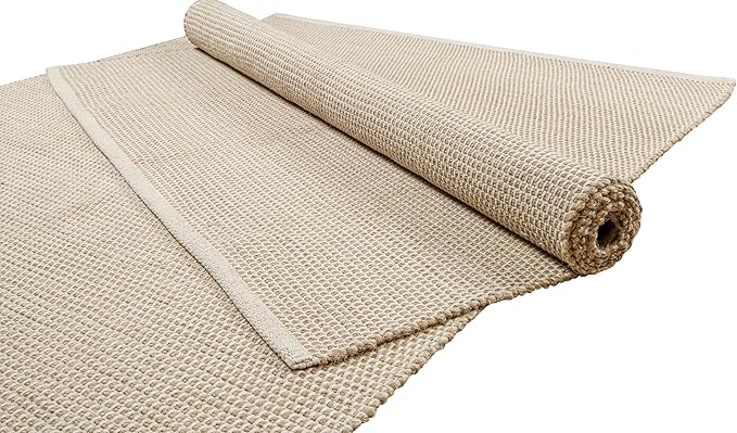 Bedding Craft Jute Cotton Matty Area Rug for Living Room 48x72 Inch - Natural - Machine Washable 4x6 Feet Rugs - 70% Jute and 30% Cotton