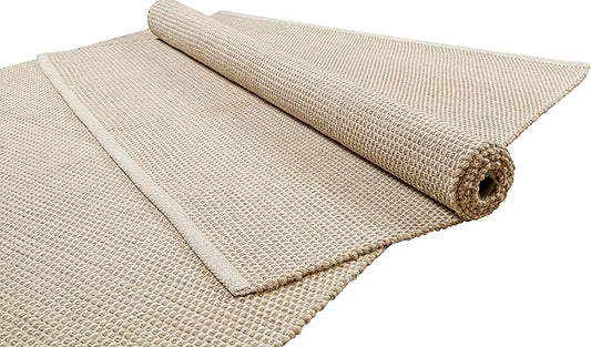 Bedding Craft Jute Cotton Matty Area Rug for Living Room 48x72 Inch - Natural - Machine Washable 4x6 Feet Rugs - 70% Jute and 30% Cotton