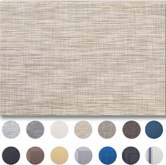Placemats Set of 6 - Easy Clean Woven Vinyl Placemats for Dining Table, Indoor/Outdoor Place Mats, Washable PVC Table Mats（Caramel）
