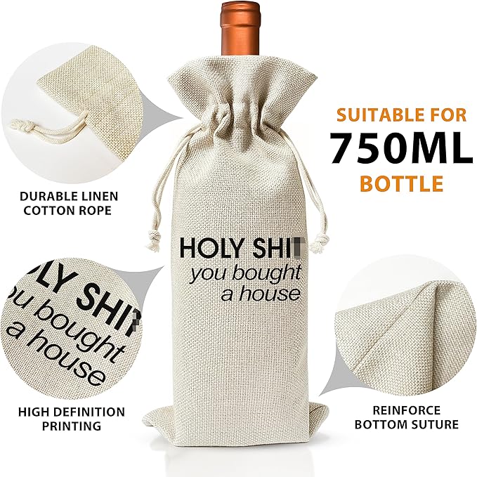 Housewarming Wine Bag - Housewarming Party Decorations - New Home Owner Gift - New House Congratulations decorations - Housewarming Party Supplies - Gift for Women Men - Realtor Gift - HiMo199