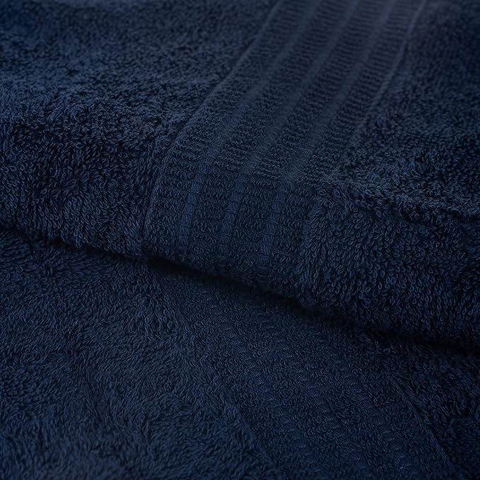HOMELOVER 4 Piece Luxury Bath Towel Set - 100% Organic Cotton, 500 GSM, Hotel Quality, Highly Absorbent, Soft & Quick Drying Bathroom Towels for Showering, Washing & Guests (Deep Sea Blue)