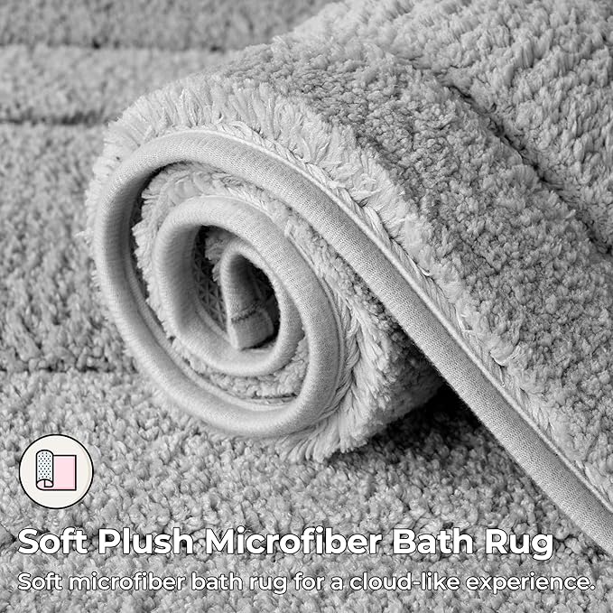 GRANNY SAYS Bathroom Rugs Sets 2 Piece,Soft Bath Mats for Bathroom, Bath Rugs Non Slip Washable, Absorbent Bath Rug for Tub, Shower and Toilet, Bath Mat Set (Gray, 20" x 32" + 16" x 24")
