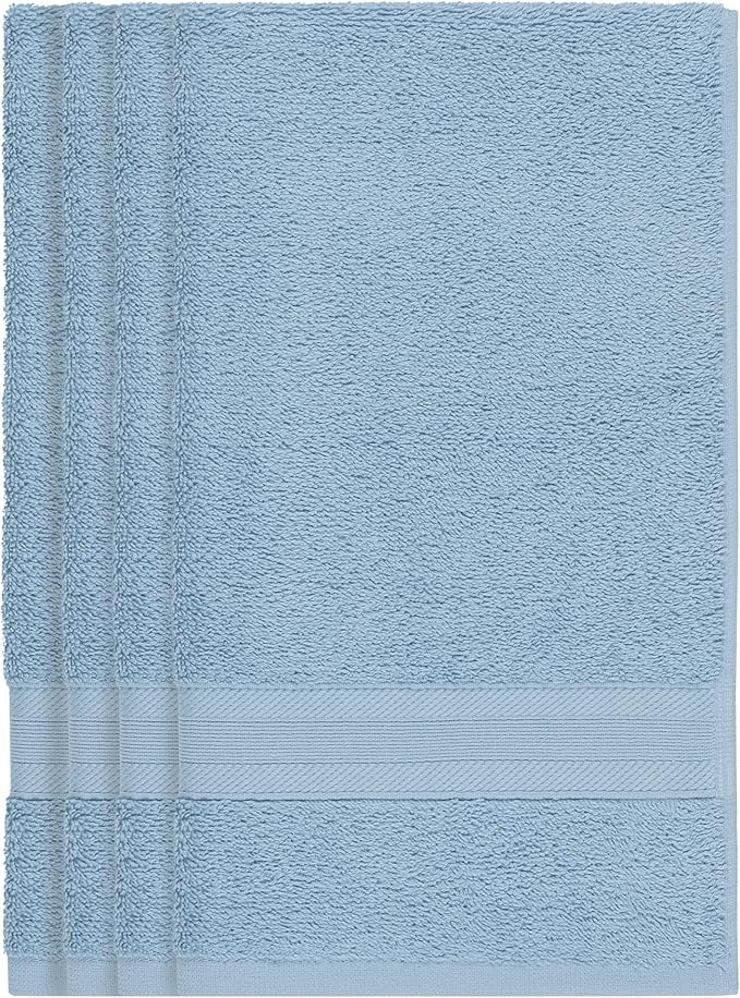 Quick-Dry, Soft & High Absorbent Fingertip Towels for Bathroom Cotton Soft Feel Fingertip Towels 11"x17" | Daily Use 100% Cotton Towels for Bathroom, Gym & More | (4 Pcs, Blue)