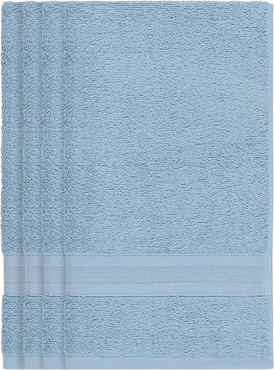 Quick-Dry, Soft & High Absorbent Fingertip Towels for Bathroom Cotton Soft Feel Fingertip Towels 11"x17" | Daily Use 100% Cotton Towels for Bathroom, Gym & More | (4 Pcs, Blue)