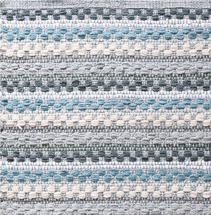 Chenille Bath Mat Rug 24x36 inch - 100% Cotton Soft Absorbent and Machine Washable Shower Bath Rug - Aqua Combo