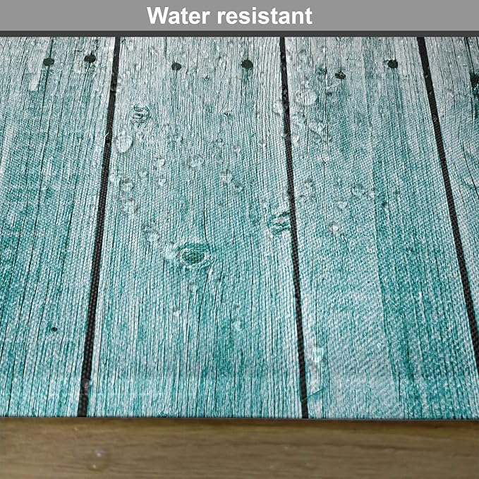 Ambesonne Rustic Place Mats Set of 4, Wood Panels Background Digital Tones Effect Country House Art Image, Washable Fabric Placemats for Dining Table, Standard Size, Teal Grey