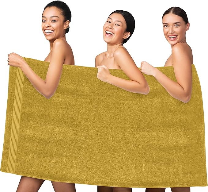 Elegant Comfort Premium Turkish Cotton 1 Piece Jumbo Bath Towel - 35 x 70 inch, Luxurious Hotel Spa Quality 100% Turkish Cotton Large Bath Towel - Highly Absorbent - Soft Bathroom Towel, Gold
