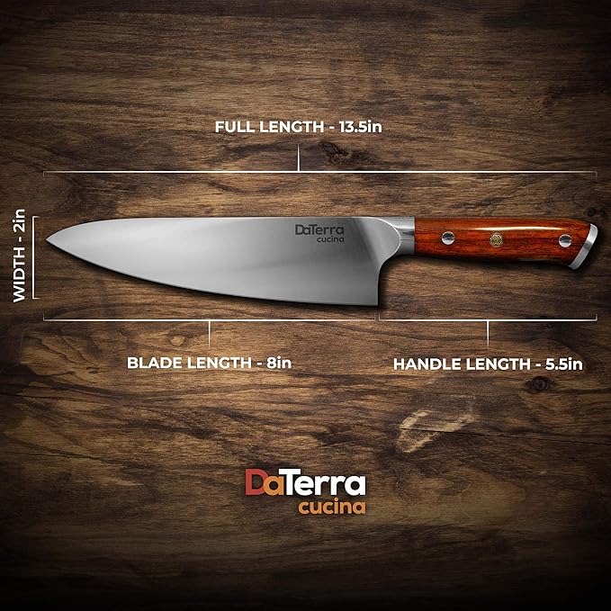 DaTerra Cucina Chef Knife - 8 Inch | Eisenrose - Sharp German Steel - Professional Kitchen Knives