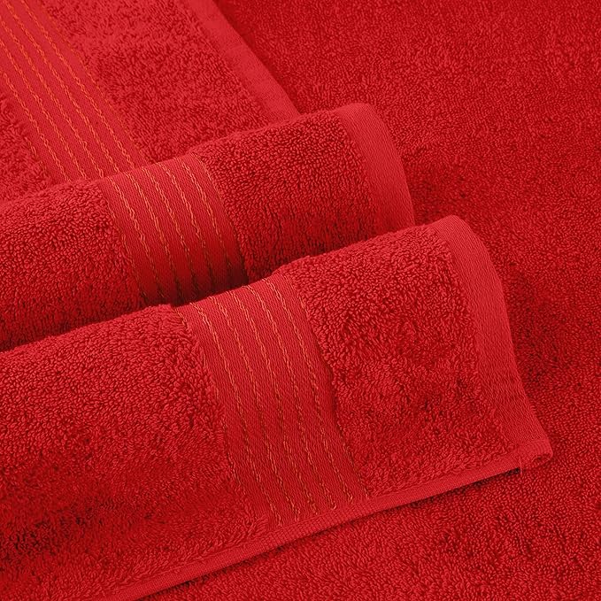 Elegant Comfort Premium Turkish Cotton 6 Pack Washcloths Set - 13 x 13 inch, Luxurious Hotel Spa Quality 100% Turkish Cotton 6PC Washcloth Set - Highly Absorbent - Soft Bathroom Towels, Red
