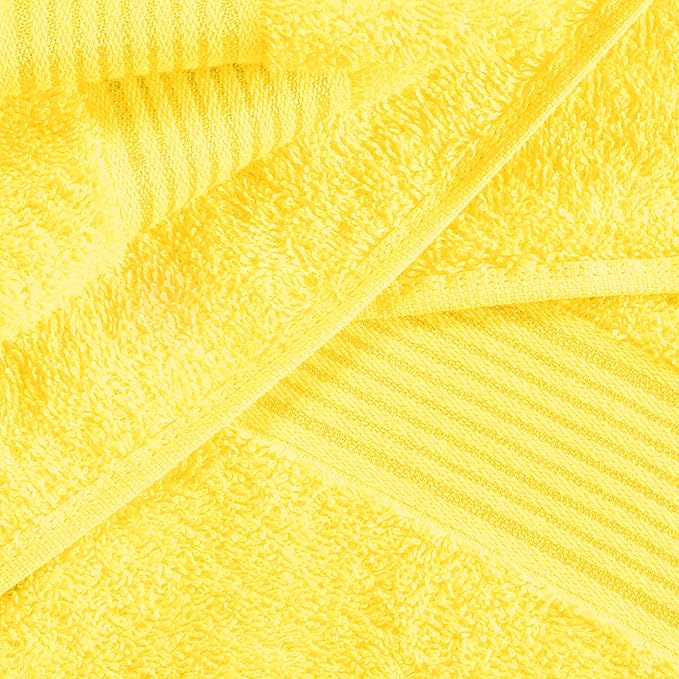 Belizzi Home Ultra Soft 6 Pack Cotton Towel Set, Contains 2 Bath Towels 28x55 inch, 2 Hand Towels 16x24 inch & 2 Wash Coths 12x12 inch, Ideal for Everyday use, Compact & Lightweight - Yellow