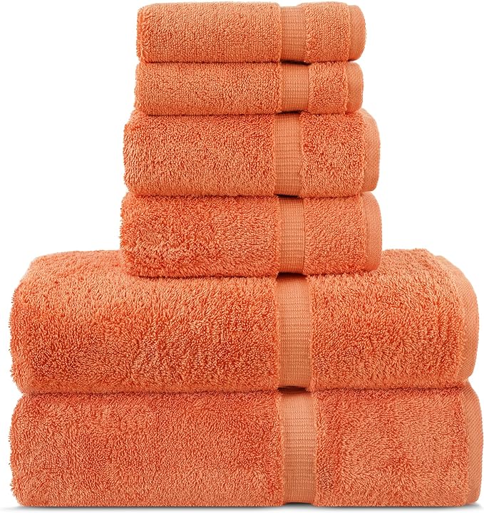 Chakir Turkish Linens Luxury Spa and Hotel Quality Premium Turkish Cotton 6-Piece Towel Set (2 x Bath Towels, 2 x Hand Towels, 2 x Washcloths)