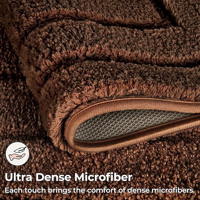 GRANNY SAYS Bathroom Rugs Non Slip 36" x 24", Bath Mats for Bathroom, Super Soft and Water Absorbent, Microfiber Washable Bath Rugs for Shower Room Floor, Tub, Brown