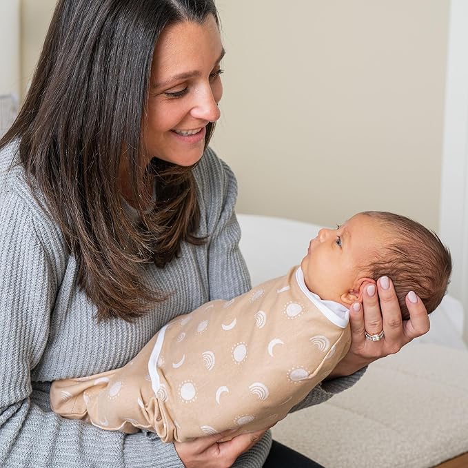 aden + anais Easy Swaddle Wrap, Newborn Wearable Swaddle Blanket, Adjustable Fasteners, 100% Cotton, 3 Pack, 0-3 Months, Desert Sun