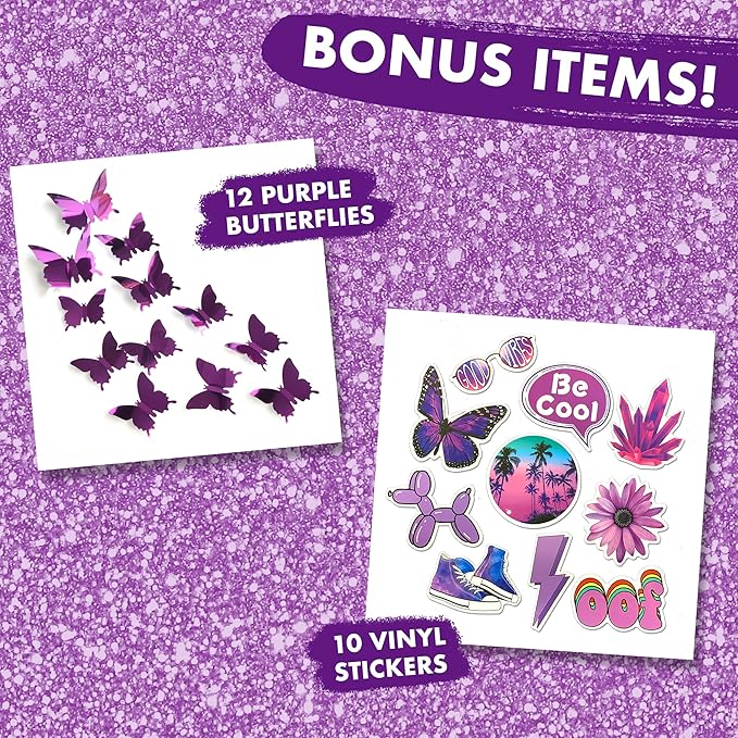 Artivo Purple Wall Collage Kit, 50 Set 4x6 Butterflies, Purple Black Pictures for Wall Decor, Posters for Room Aesthetic, Girls Room Decor, Cute Wall Decor for Teens