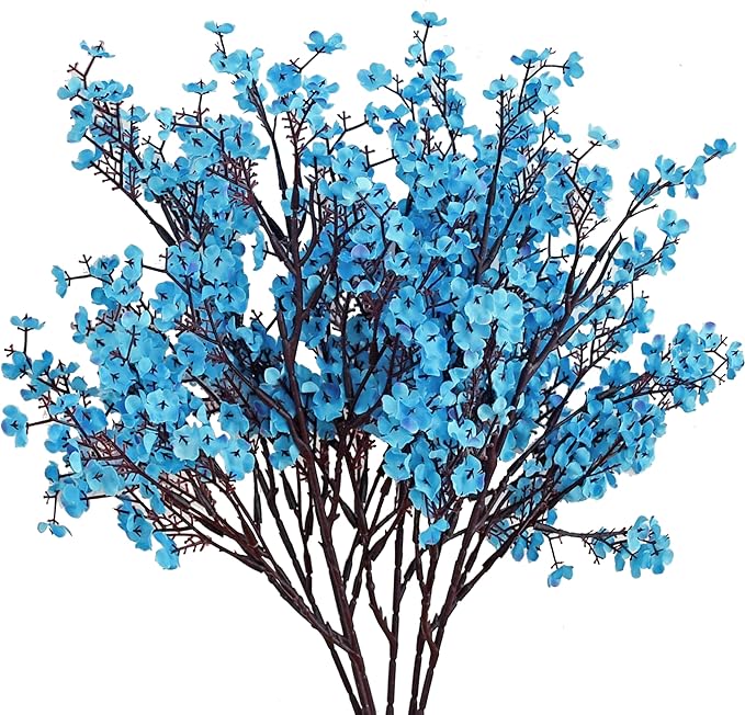 Mandy's Royal Blue Artificial Baby’s Breath Flowers 6 Bundles Silk Gypsophila with Bendable Stems for Fall Centerpiece Wedding Decor and Table Arrangements