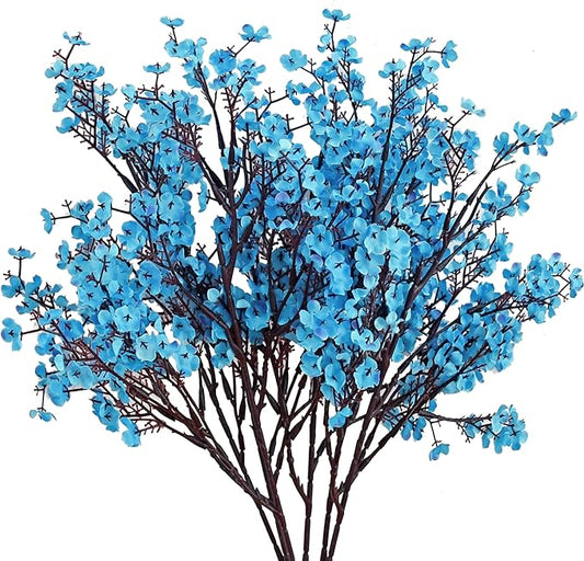 Mandy's Royal Blue Artificial Baby’s Breath Flowers 6 Bundles Silk Gypsophila with Bendable Stems for Fall Centerpiece Wedding Decor and Table Arrangements