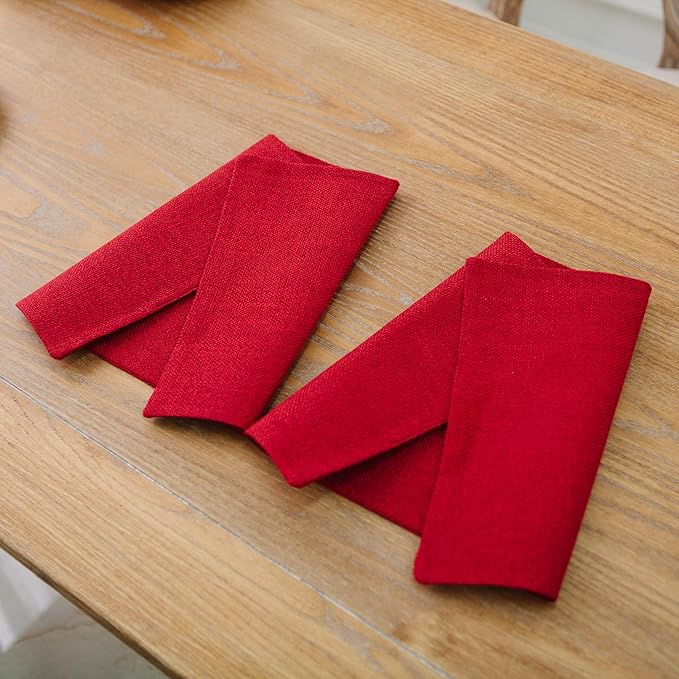 4 Piece Soft Caddice Faux Linen Place Mats Heat Resistant Dining Table Place Mats Kitchen Table Mats 12x18 Burgundy