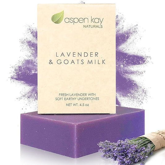 Aspen Kay Naturals bar soap for women and men, Natural and Organic oils, Pure Essential oils, Good for all skin types. - Lavender and Goats Milk