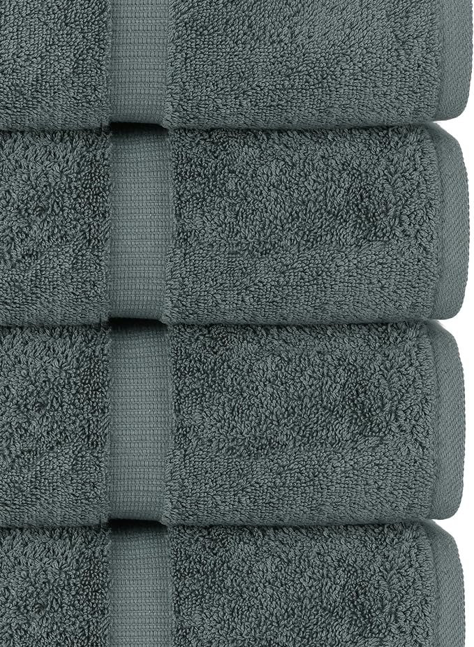Chakir Turkish Linens | Hotel & Spa Quality 100% Cotton Premium Turkish Towels | Soft & Absorbent (4-Piece Bath Towels, Dark Gray)