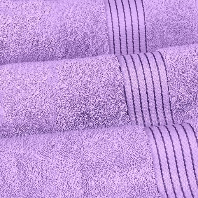 Elegant Comfort Premium Turkish Cotton 2 Pack Bath Towel Set - 27 x 54 inch, Luxurious Hotel Spa Quality 100% Turkish Cotton 2PC Bath Towel Set - Highly Absorbent - Soft Bathroom Towels, Lilac