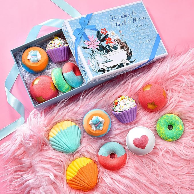 STNTUS INNOVATIONS Bath Bombs, 7 Natural Bath Bomb Gift Set, Bubble Bathbombs for Women Kids, Shea Butter Moisturize, Gifts for Mom Her Girlfriend, Mothers Day Gifts, for Birthday Valentines Christmas