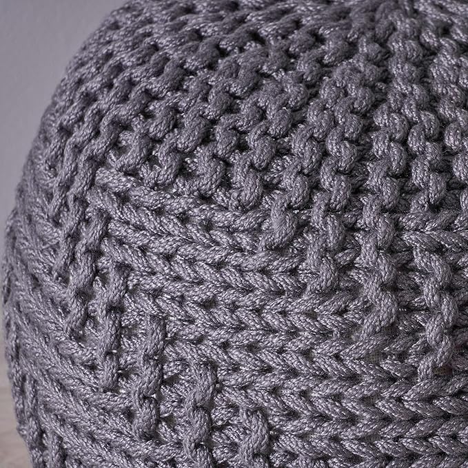 Moro Fabric Pouf, Grey