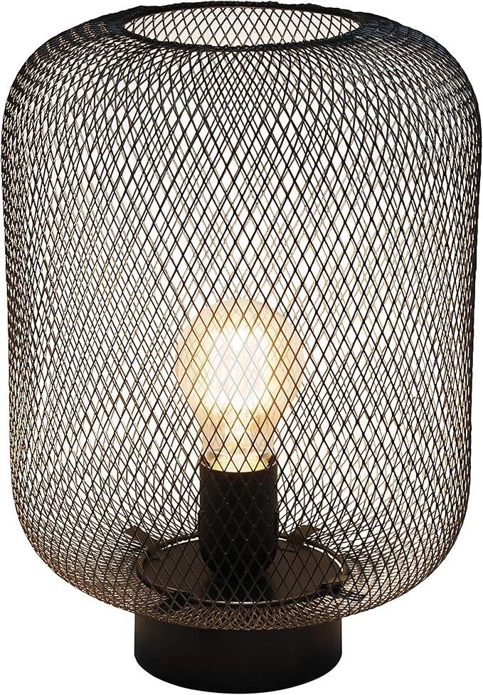 Simple Designs LT1072-BLK Metal Mesh Industrial Table Lamp, Black