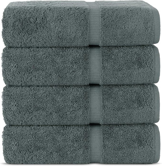 Chakir Turkish Linens | Hotel & Spa Quality 100% Cotton Premium Turkish Towels | Soft & Absorbent (4-Piece Bath Towels, Dark Gray)