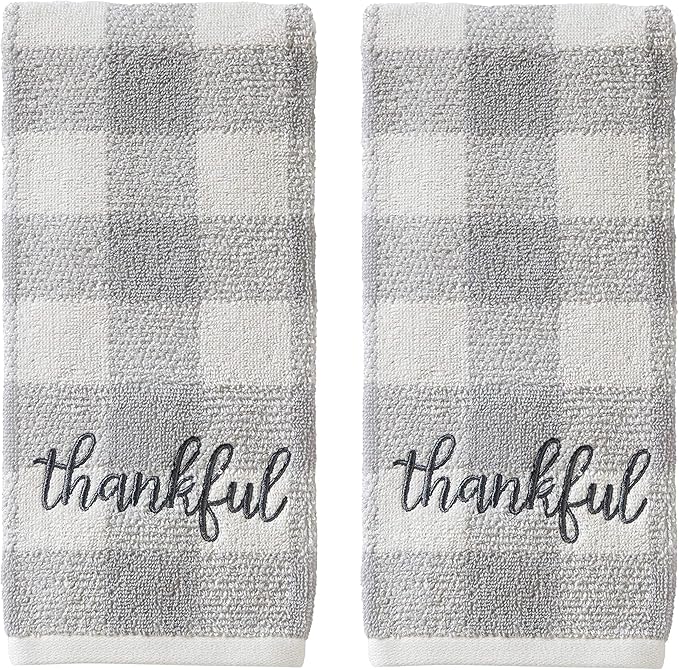 SKL Home by Saturday Knight Ltd. Thankful Plaid Hand Towel (2-Pack), Gray