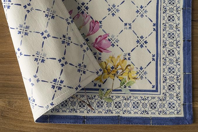 Maison d' Hermine Placemats Set of 4 100% Cotton Washable Cloth Place Mats, Reusable Table Mats for Kitchen Dining Decoration, Party, Wedding, Restaurant Spring/Summer (Faience, 13" x 19")