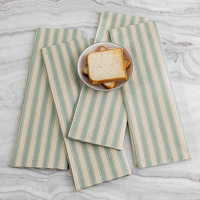 Home Brilliant Placemats Set of 6 Heat Resistant Dining Table Mat for Kitchen Table Dinner Decor, 13 x 19 inches, Stripes, Sage Green