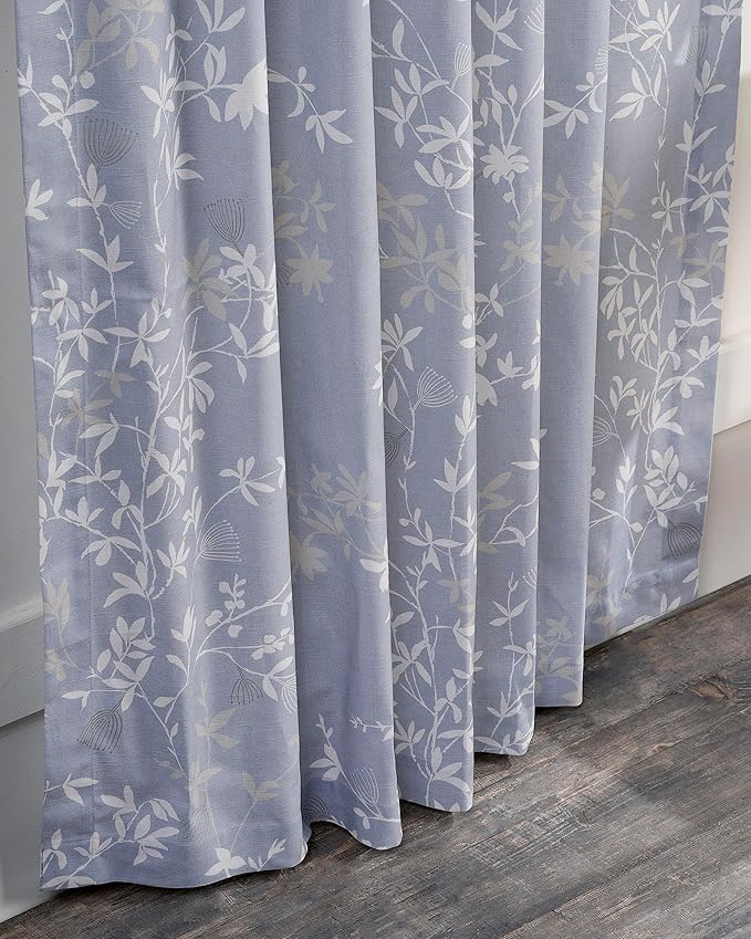 Maison d' Hermine Curtains for Living Room 100% Cotton 84 inch Length One Panel Light Filtering Curtains for Bedroom Windows with Rod and Loop Pockets Drapes (Louxor Blue, 50" W x 84" L)