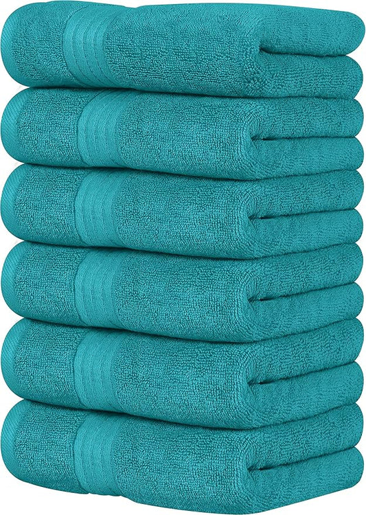 Utopia Towels 6 Piece Premium Hand Towels Set, (16 x 28 inches) 100% Ring Spun Cotton, Lightweight and Highly Absorbent Towels for Bathroom, Travel, Camp, Hotel, and Spa (Turquoise)