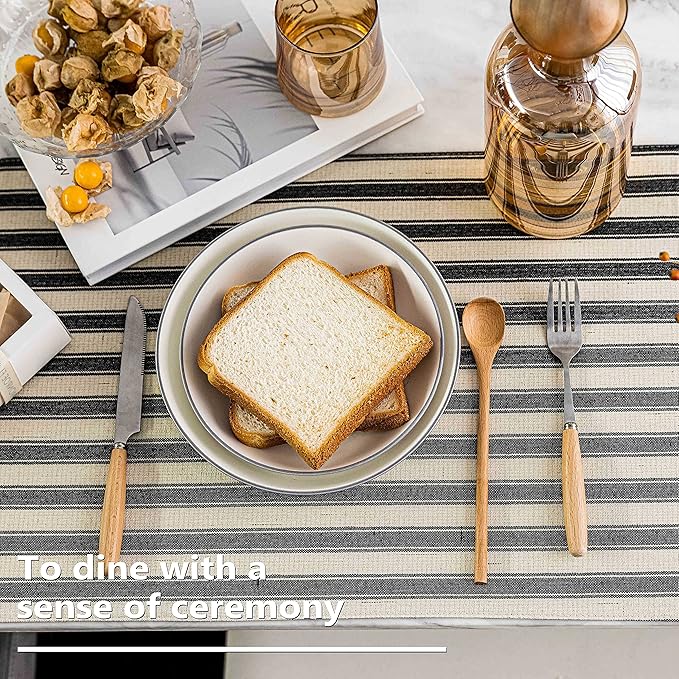 Home Brilliant Cloth Placemats Set of 6 Heat Resistant Place Mats for Dining Table Farmhouse Washable Placemats for Parties Buffet Dinner, 13 x 19 inches, Stripes, Black and White