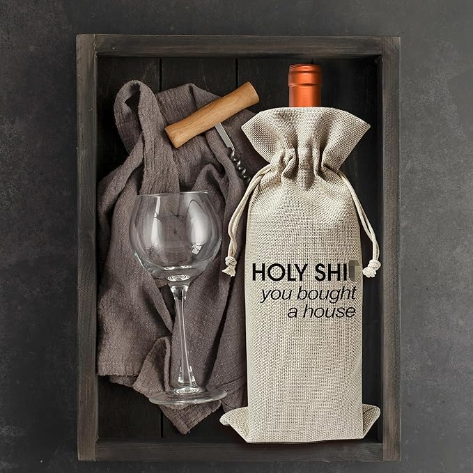 Housewarming Wine Bag - Housewarming Party Decorations - New Home Owner Gift - New House Congratulations decorations - Housewarming Party Supplies - Gift for Women Men - Realtor Gift - HiMo199