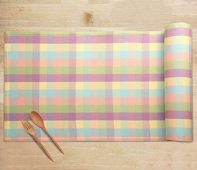 Urban Villa EasterTable RunnerEaster Collection 100% Cotton Fused Table Runner Easter Special Over Sized 14" x72'' Inches Easter Colors Buffalo Check Table Runner Heavier QualityTable Runner