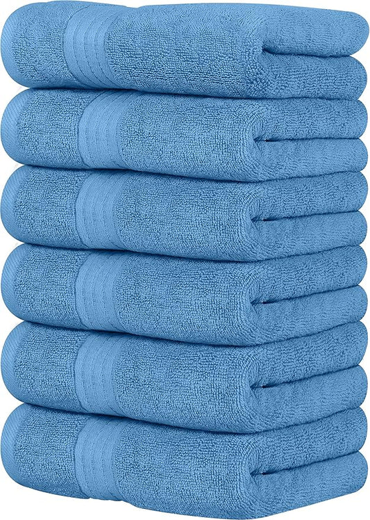 Utopia Towels 6 Piece Premium Hand Towels Set, 16 by 28 inches, 100% Ring Spun Cotton, Lightweight and Highly Absorbent Towels for Bathroom, Travel, Camp, Hotel, and Spa, Electric Blue