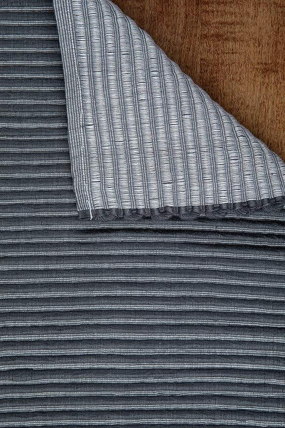 Sticky Toffee Woven Cotton Placemats Set of 4, Gray Ribbed 14 x 19 in, Washable Table Mats for Dining Table or Kitchen