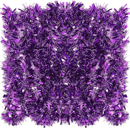 26.2 Feet Purple Holiday Tinsel Garland for Christmas,Halloween, Birthday, Weddings, Party Decorations, Xmas Foil Tinsel Garland for All-Season Home Indoor Outdoor Party Supplies(Purple)