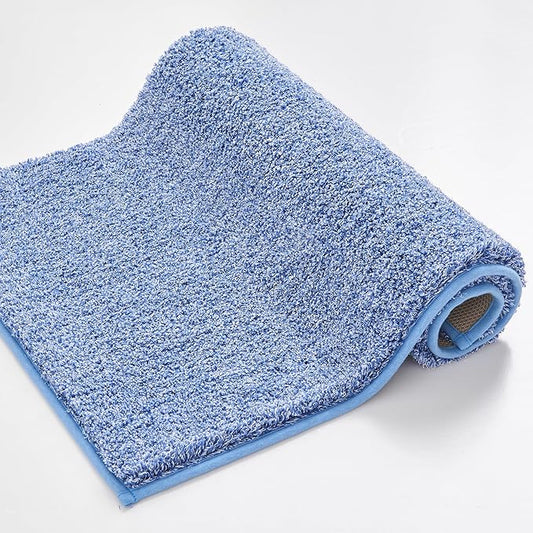 Douceur Blue Bathroom Rugs Non Slip, Super Soft Microfiber Bath Mats for Bathroom Washable, Fluffy Absorbent Bath Rugs, Quick Dry Shower Mat, 32" x 20"