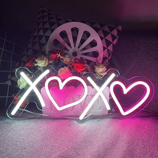 Neon Sign for Wall Decor, 16 x 6.3 Inch Aesthetic Bedroom Custom Neon Sign for Birthday Party Gift Boyfriend Girlfriend Lover Teens Kids Room USB Operated Pink White Led Sign