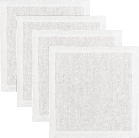 Solino Home White Placemats Set of 4-100% Pure Linen Placemats 14 x 14 Inch for Summer - Fete