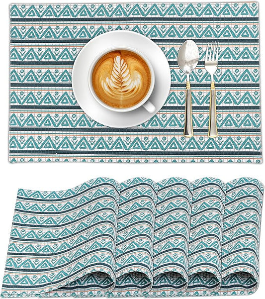Ruvanti Placemats 100% Cotton 13x19 Inch, Dining Table Placemats Set of 6, Modern Place Mats for Dining Table Decor, Kitchen & Table Linens, Coffee Mat for Christmas Dinners - Kite