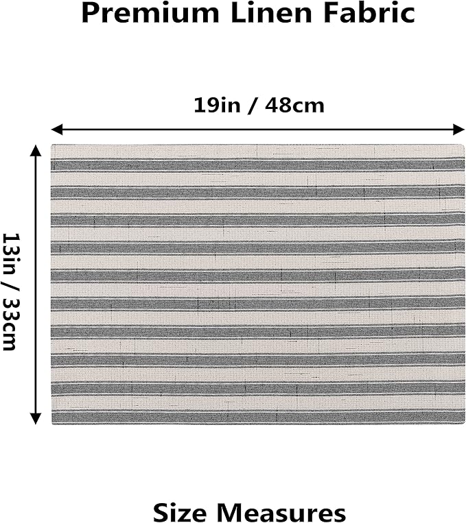 Home Brilliant Cloth Placemats Set of 6 Heat Resistant Place Mats for Dining Table Farmhouse Washable Placemats for Parties Buffet Dinner, 13 x 19 inches, Stripes, Black and White