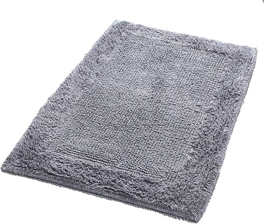 Savi Home Bath Mat Rug 17x24 Charcoal Grey, 100% Pure Cotton, Super Soft White, Plush & Absorbent, Hand Tufted Heavy Weight Construction, Full Reversible Step Out Rugs