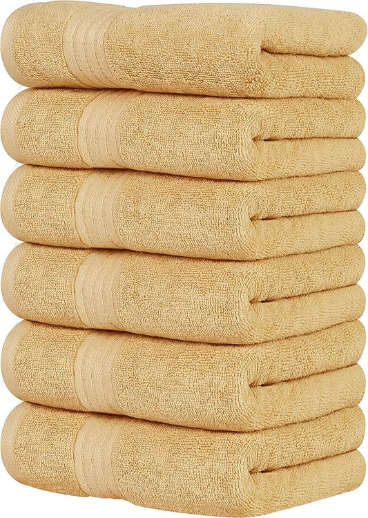 Utopia Towels 6 Piece Premium Hand Towels Set, 16 by 28 inches, 100% Ring Spun Cotton, Lightweight and Highly Absorbent Towels for Bathroom, Travel, Camp, Hotel, and Spa, Beige
