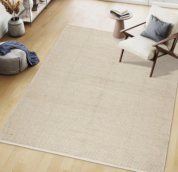 Bedding Craft Jute Cotton Matty Area Rug for Living Room 48x72 Inch - Natural - Machine Washable 4x6 Feet Rugs - 70% Jute and 30% Cotton