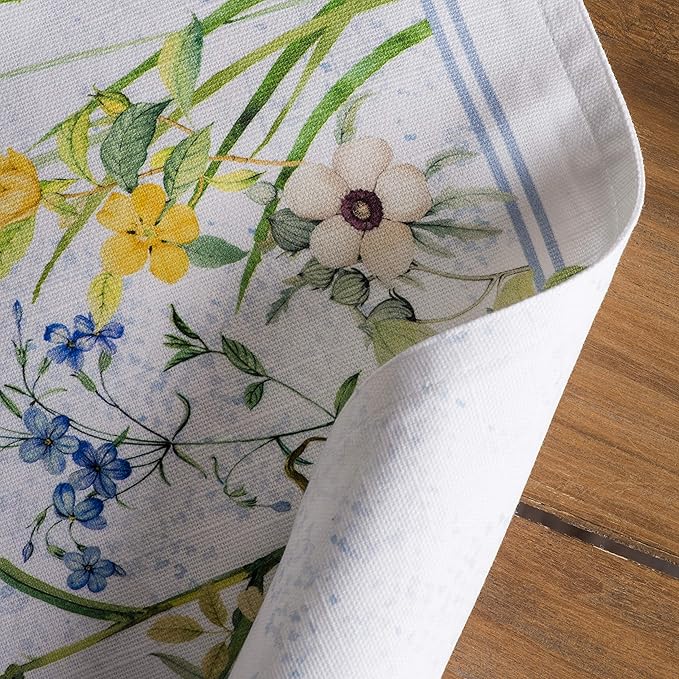 Maison d' Hermine Placemats Set of 4 100% Cotton Washable Cloth Place Mats, Reusable Table Mats for Kitchen Dining Decoration, Party, Wedding, Restaurant Spring/Summer (Fleurs De Mai, 13" x 19")