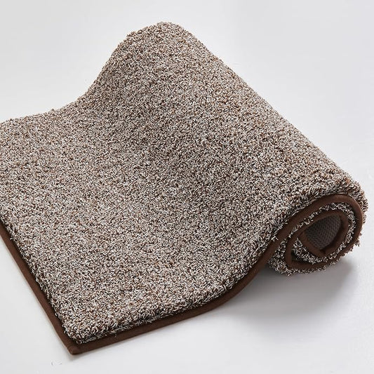 Douceur Brown Bathroom Rugs Non Slip, Super Soft Microfiber Fluffy Absorbent Bath Rugs for Bathroom, Quick Dry Shower Mat, 32" x 20"